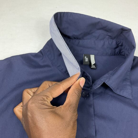 Ravel Womens Button Down Shirt Striped Patchwork Long Sleeve Casual Work Top M - Picture 4 of 5